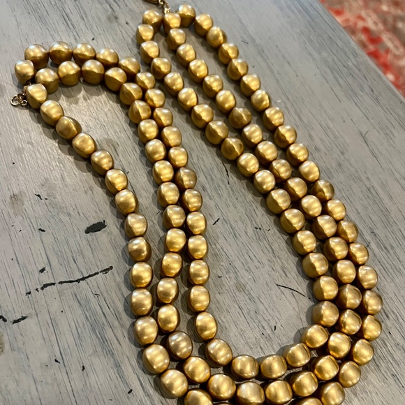 Stunning Brushed Gold Beaded 3-strand Choker - Picture 6 of 6